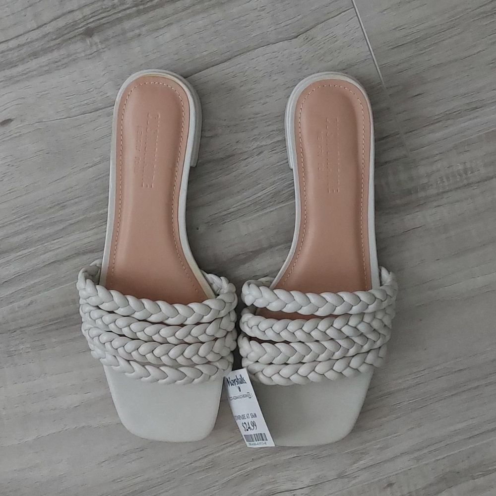 Braided Tan Slide Sandals